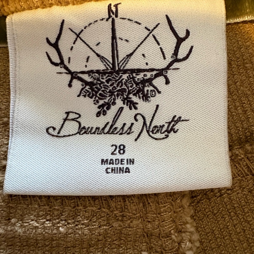 Boundless North Soft Stretchy Corduroy Pants w Distinct Button Fly & Raw Hem S28 - Picture 12 of 12